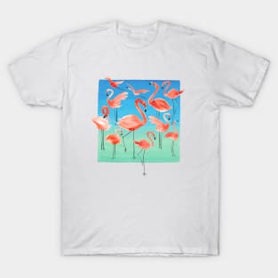 Watercolor Pink Pastel Flamingos T-Shirt